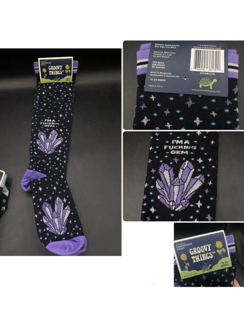 New Lot 6 Groovy Things Compression Socks Women’s New Adult Vulgar 15-20 MMHG